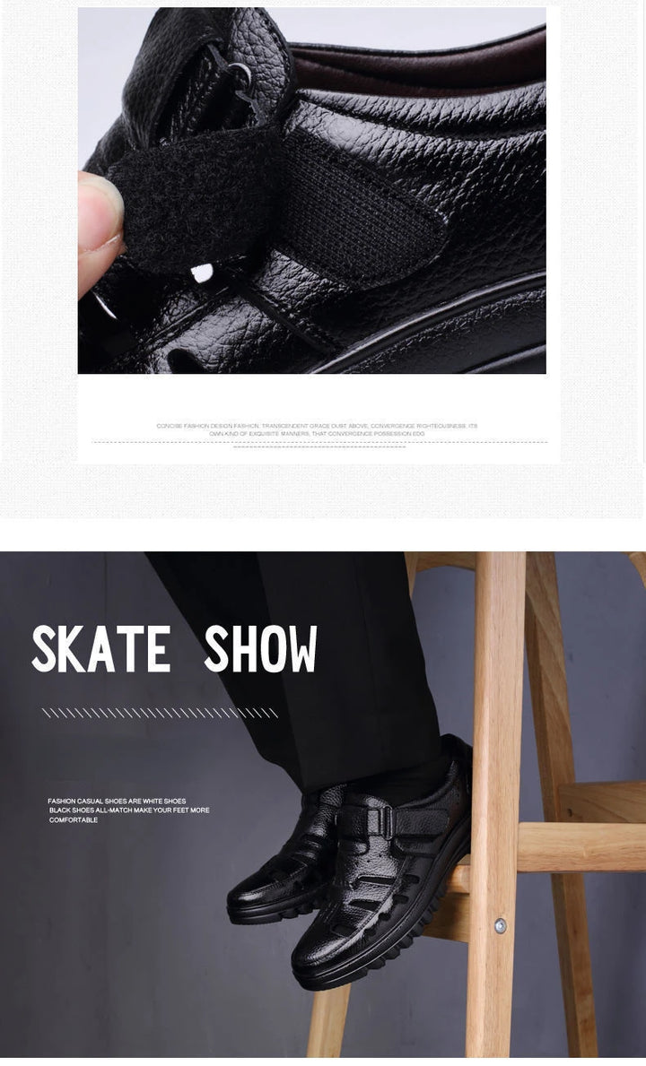 Luxury Men's Sandals Summer New Hollow Out Leather Shoes for Men Breathable Casual Shoes Fashion High Quality Men Sandalias 2024 - Vogue Vista UK