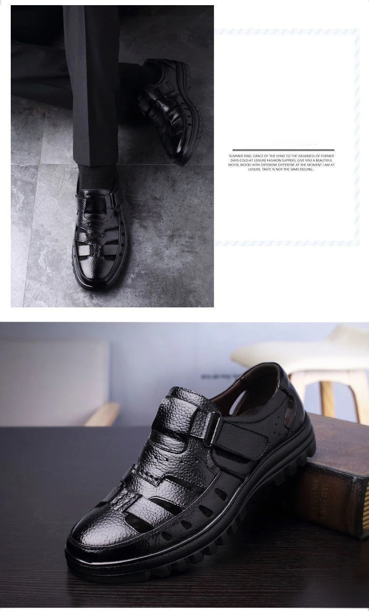 Luxury Men's Sandals Summer New Hollow Out Leather Shoes for Men Breathable Casual Shoes Fashion High Quality Men Sandalias 2024 - Vogue Vista UK