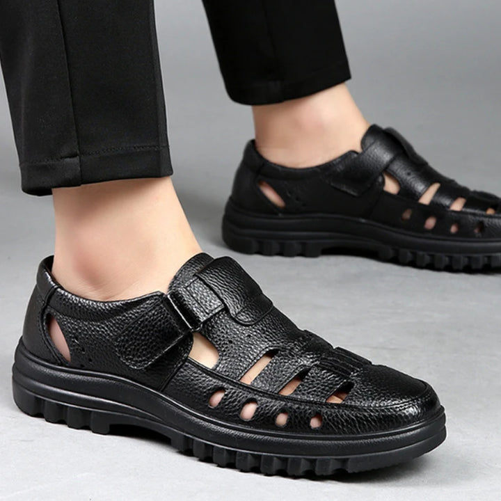 Luxury Men's Sandals Summer New Hollow Out Leather Shoes for Men Breathable Casual Shoes Fashion High Quality Men Sandalias 2024 - Vogue Vista UK