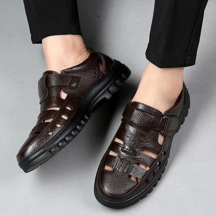 Luxury Men's Sandals Summer New Hollow Out Leather Shoes for Men Breathable Casual Shoes Fashion High Quality Men Sandalias 2024 - Vogue Vista UK
