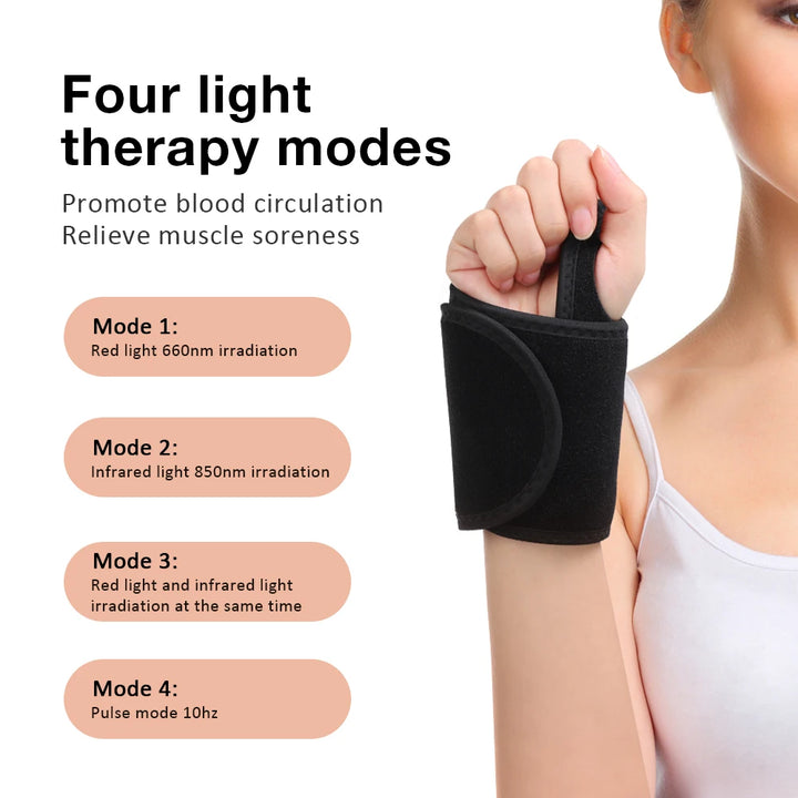 Red Light Therapy Wrist Wraps for Tenosynovitis 660nm 850nm Infrared Belt Support Brace 48 Lamp Beads Beauty Instrument LED Pad - Vogue Vista UK