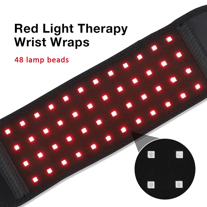 Red Light Therapy Wrist Wraps for Tenosynovitis 660nm 850nm Infrared Belt Support Brace 48 Lamp Beads Beauty Instrument LED Pad - Vogue Vista UK