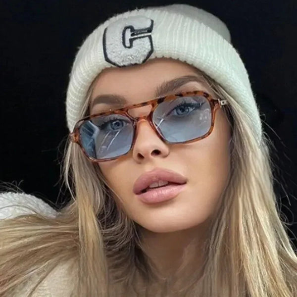 Small Vintage Square Sunglasses Women Brand Designer Mirror Sun Glasses Female Fashion Retro Leopard Frame Blue Oculos De Sol - Vogue Vista UK