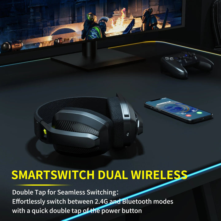 BINNUNE 2.4GHz Wireless Gaming Headset with Mic for PS5 PS4 PC Mac Playstation Bluetooth Gaming Headset with Microphone - Vogue Vista UK