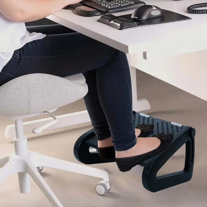 Under Desk Footrest 6 Heights Adjustable Foot Stool With Roller Massage Comfortable Foot Stool Home Footrest For Under Desk - Vogue Vista UK