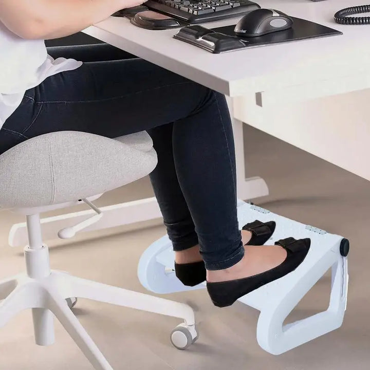 Under Desk Footrest 6 Heights Adjustable Foot Stool With Roller Massage Comfortable Foot Stool Home Footrest For Under Desk - Vogue Vista UK
