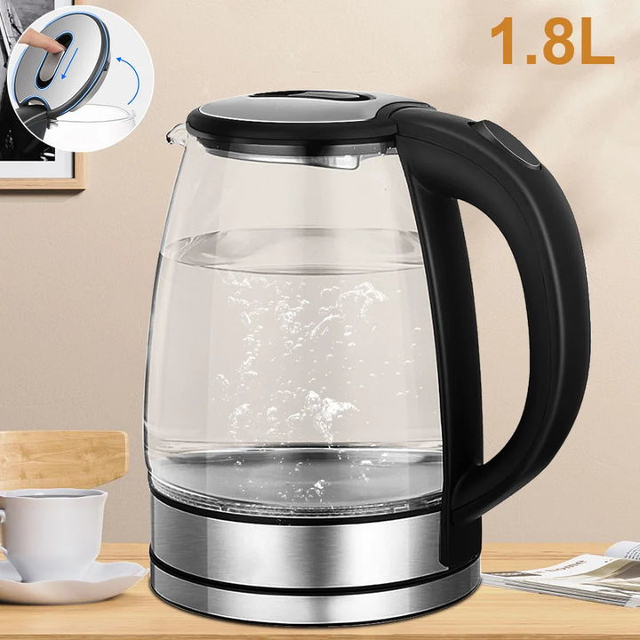 220V 1.8L Electric Kettle Glass Tea Kettle 1500-1800W Water Boiler Home Kitchen water heater,Dry Boiling Protection - Vogue Vista UK