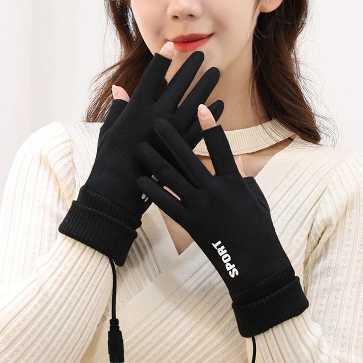 Touch Screen Gloves Non-Slip USB Rechargeable Windproof Warmer 2 Finger Heated Gloves Heated Motorcycle Gloves for Women Men - Vogue Vista UK