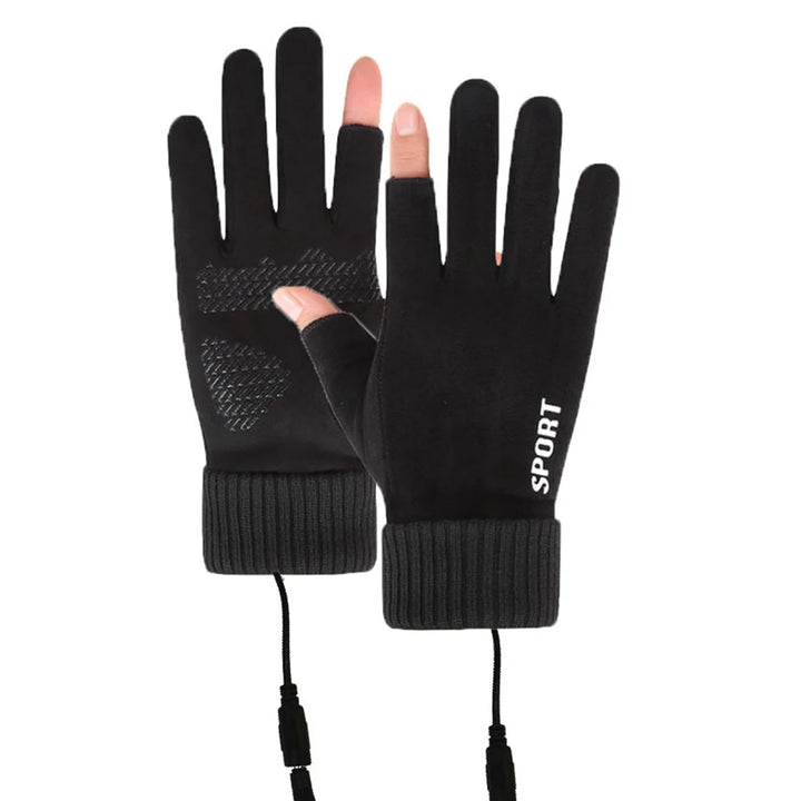 Touch Screen Gloves Non-Slip USB Rechargeable Windproof Warmer 2 Finger Heated Gloves Heated Motorcycle Gloves for Women Men - Vogue Vista UK
