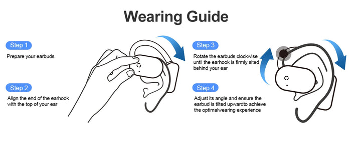 Wireless earphones Bluetooth 5.4 Open-Ear Earbuds Sports Earphone With Mic Touch Control X4 Waterproof DNC Noise Cancelling - Vogue Vista UK