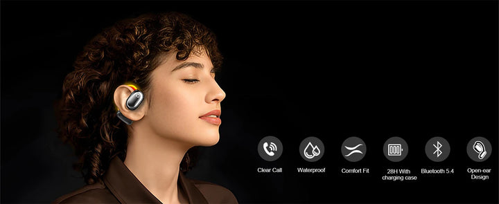Wireless earphones Bluetooth 5.4 Open-Ear Earbuds Sports Earphone With Mic Touch Control X4 Waterproof DNC Noise Cancelling - Vogue Vista UK
