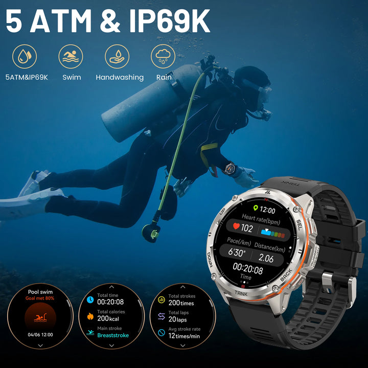 2024 NEW KOSPET TANK T3 Ultra GPS Smart Watches For Men Smartwatch Women Waterproof Electronic Fitness Digital Bluetooth Watches - Vogue Vista UK
