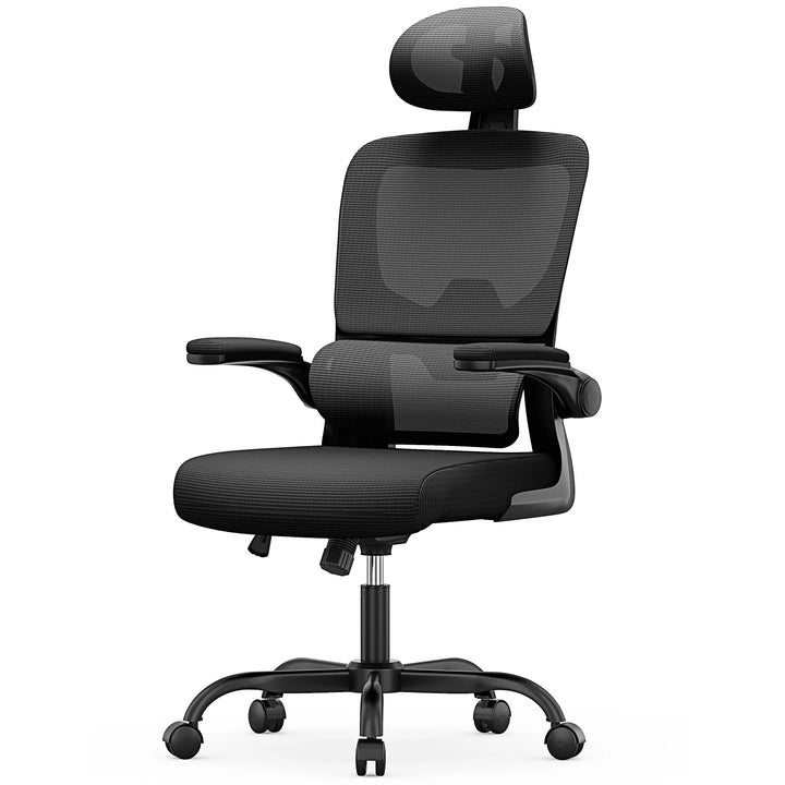 Ergonomic Office Mesh Chair, Liftable High Back Gaming Chair with 3D Lumbar Support, Swivel Desk Chair Seat Depth Adjustable - Vogue Vista UK