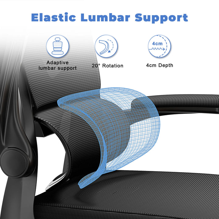 Ergonomic Office Mesh Chair, Liftable High Back Gaming Chair with 3D Lumbar Support, Swivel Desk Chair Seat Depth Adjustable - Vogue Vista UK