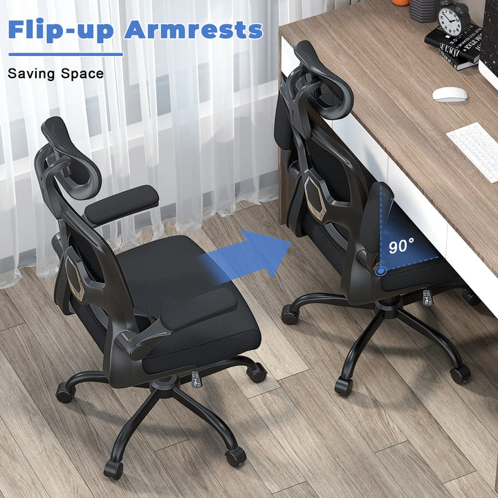 Ergonomic Office Mesh Chair, Liftable High Back Gaming Chair with 3D Lumbar Support, Swivel Desk Chair Seat Depth Adjustable - Vogue Vista UK