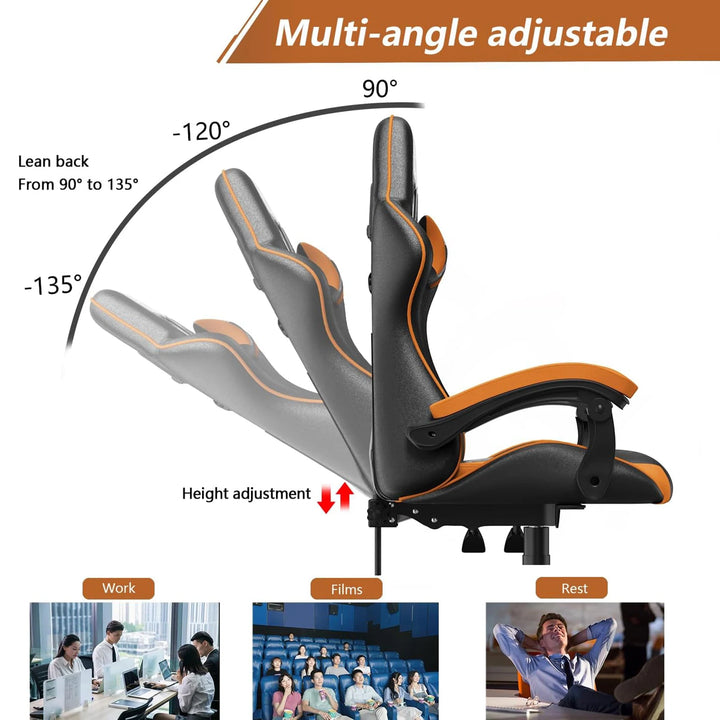 Gaming Chair Office Chair Ergonomic PU Leather Computer Desk Chair with Headrest and Lumbar Support Game Chairs Racing Chair - Vogue Vista UK