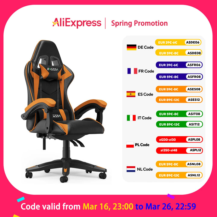 Gaming Chair Office Chair Ergonomic PU Leather Computer Desk Chair with Headrest and Lumbar Support Game Chairs Racing Chair - Vogue Vista UK