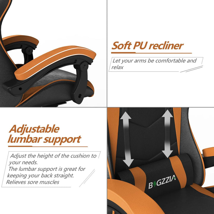 Gaming Chair Office Chair Ergonomic PU Leather Computer Desk Chair with Headrest and Lumbar Support Game Chairs Racing Chair - Vogue Vista UK
