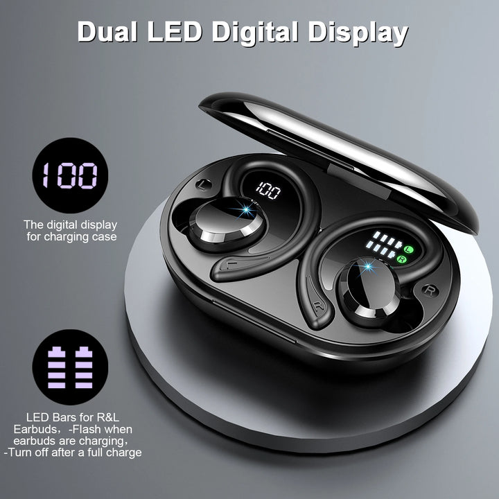Wireless Earbuds, Bluetooth 5.3 On-Ear Headset, Noise Cancelling Mic, 48H Playtime Sports Headphones for Workout/Running. - Vogue Vista UK