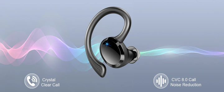 Wireless Earbuds, Bluetooth 5.3 On-Ear Headset, Noise Cancelling Mic, 48H Playtime Sports Headphones for Workout/Running. - Vogue Vista UK