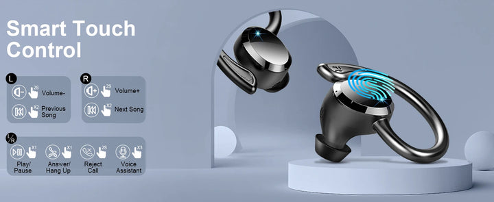 Wireless Earbuds, Bluetooth 5.3 On-Ear Headset, Noise Cancelling Mic, 48H Playtime Sports Headphones for Workout/Running. - Vogue Vista UK