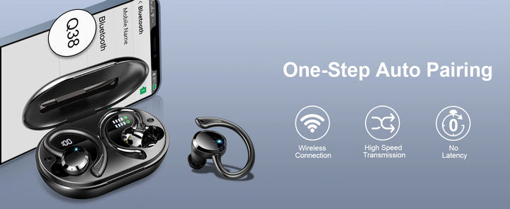 Wireless Earbuds, Bluetooth 5.3 On-Ear Headset, Noise Cancelling Mic, 48H Playtime Sports Headphones for Workout/Running. - Vogue Vista UK