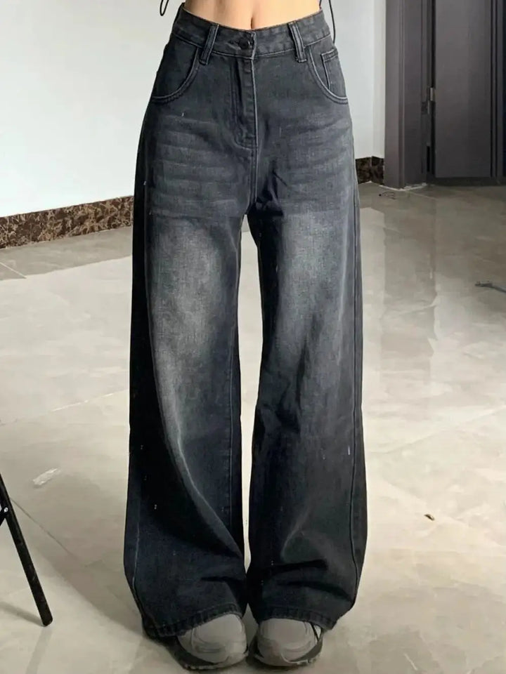 High Waist Women Jeans Y2K Slimming Loose Straight Baggy Denim Trousers - Vogue Vista UK