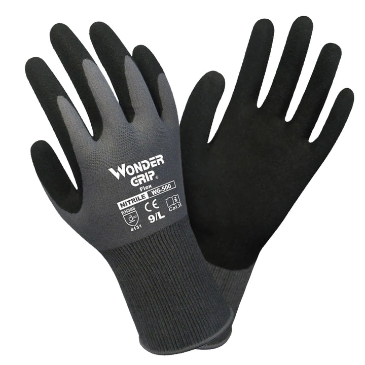 Wonder Grip Gloves EN388 Flexible Work Oil-Proof Nitrile Nylon Gloves S/M/L/XL - Vogue Vista UK