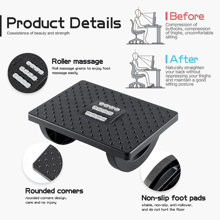 Foot Rest Under Desk, Larger Size Office Desk Footrest,Rocking Foot Nursing Stool,Rocker Balance Board,Ergonomic Design for Post - Vogue Vista UK