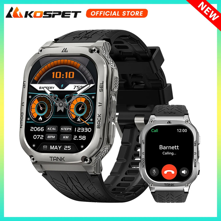 2024 Original KOSPET TANK M3 Smart Watch Men Smartwatch For Women 480mAh Digital Fitness AMOLED AOD Bluetooth Waterproof Watches - Vogue Vista UK