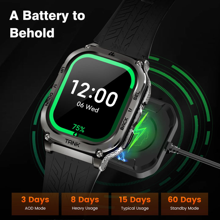 2024 Original KOSPET TANK M3 Smart Watch Men Smartwatch For Women 480mAh Digital Fitness AMOLED AOD Bluetooth Waterproof Watches - Vogue Vista UK