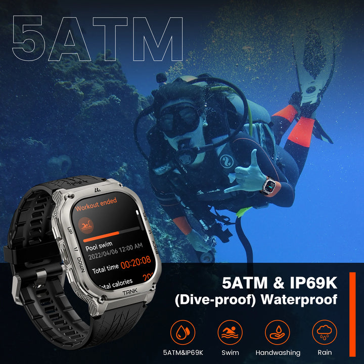 2024 Original KOSPET TANK M3 Smart Watch Men Smartwatch For Women 480mAh Digital Fitness AMOLED AOD Bluetooth Waterproof Watches - Vogue Vista UK