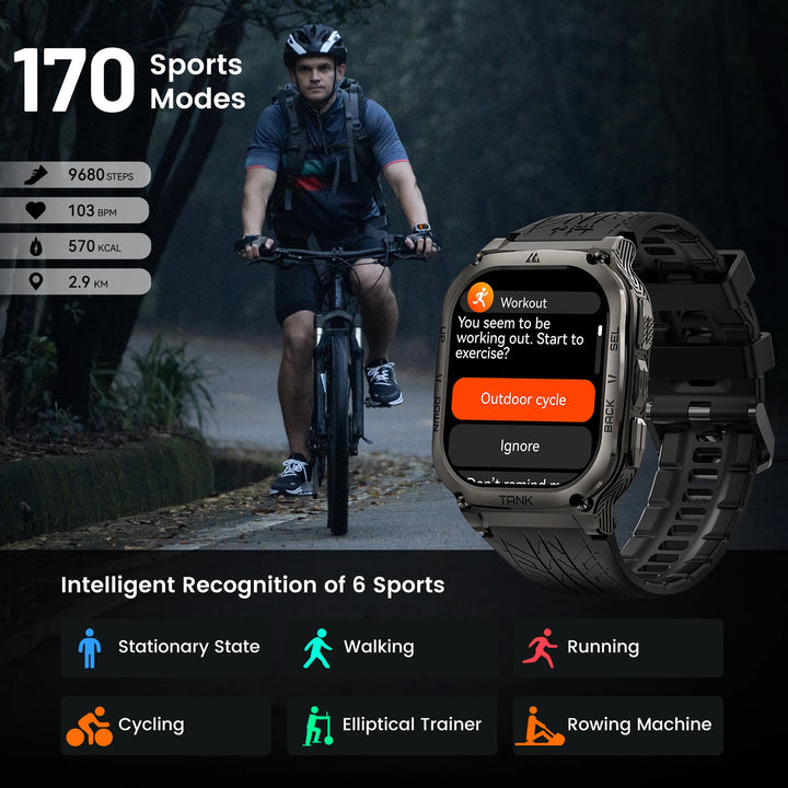 2024 Original KOSPET TANK M3 Smart Watch Men Smartwatch For Women 480mAh Digital Fitness AMOLED AOD Bluetooth Waterproof Watches - Vogue Vista UK