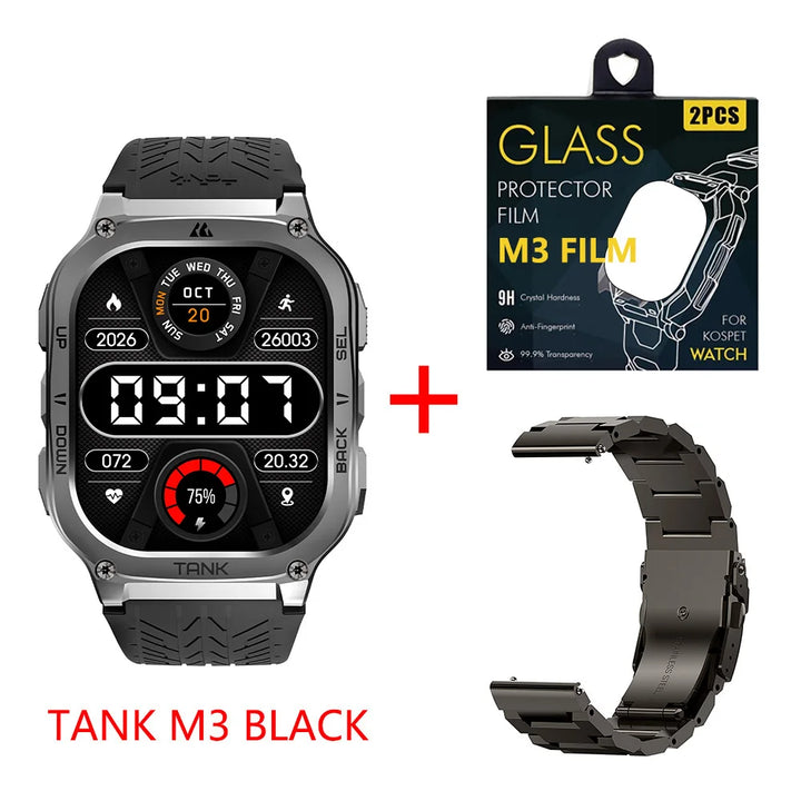 2024 Original KOSPET TANK M3 Smart Watch Men Smartwatch For Women 480mAh Digital Fitness AMOLED AOD Bluetooth Waterproof Watches - Vogue Vista UK