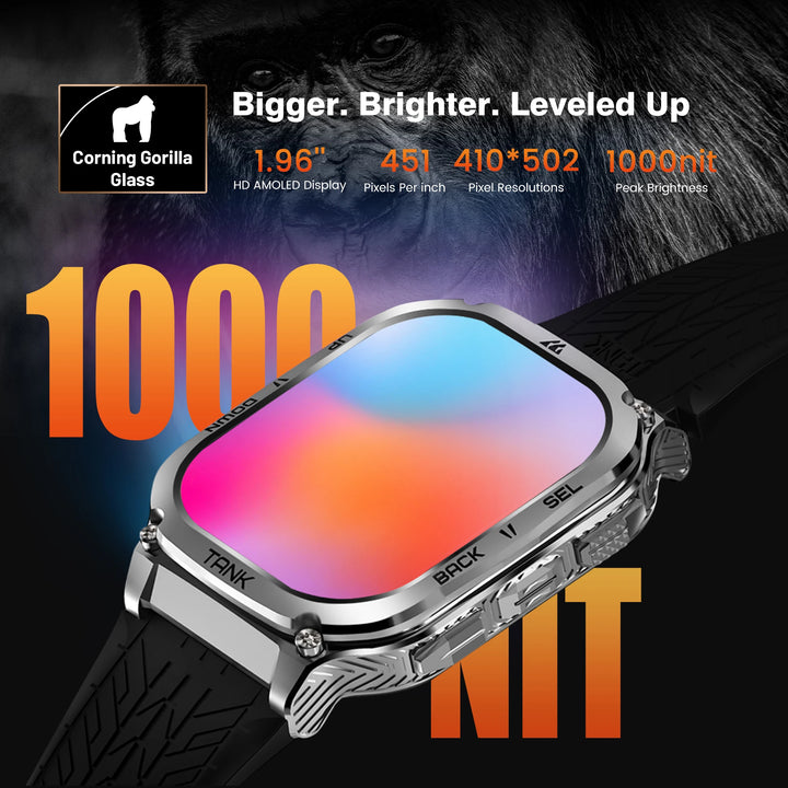 2024 Original KOSPET TANK M3 Smart Watch Men Smartwatch For Women 480mAh Digital Fitness AMOLED AOD Bluetooth Waterproof Watches - Vogue Vista UK