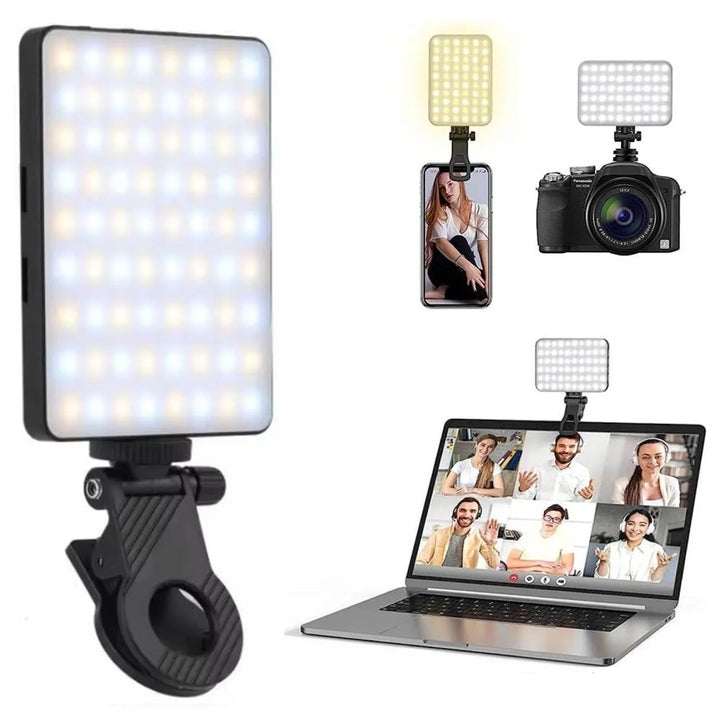 60 LED Portable Selfie Light 2200mAh Rechargeable Clip Video Conference Fill Light LED Phone Light for Phone Camera Laptop iPaid - Vogue Vista UK