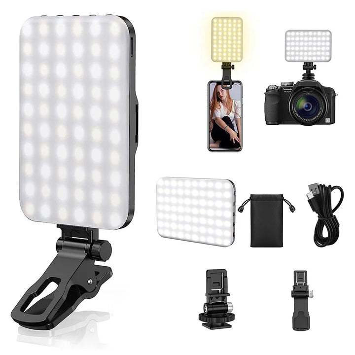 60 LED Portable Selfie Light 2200mAh Rechargeable Clip Video Conference Fill Light LED Phone Light for Phone Camera Laptop iPaid - Vogue Vista UK
