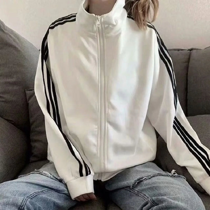 Women's Lazy Style Oversized Sports Sweatshirts Classic Fashion Solid Color Long Sleeve Fall Zipper Cardigan - Vogue Vista UK