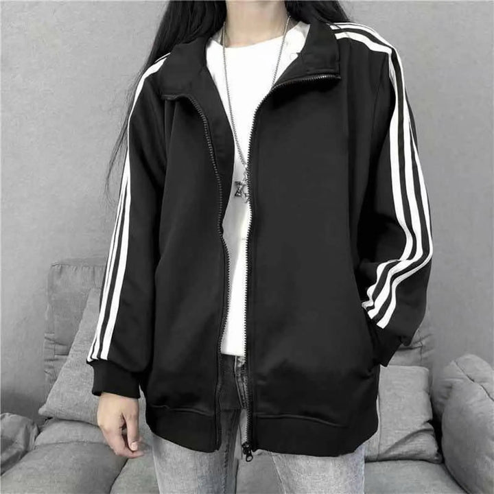 Women's Lazy Style Oversized Sports Sweatshirts Classic Fashion Solid Color Long Sleeve Fall Zipper Cardigan - Vogue Vista UK