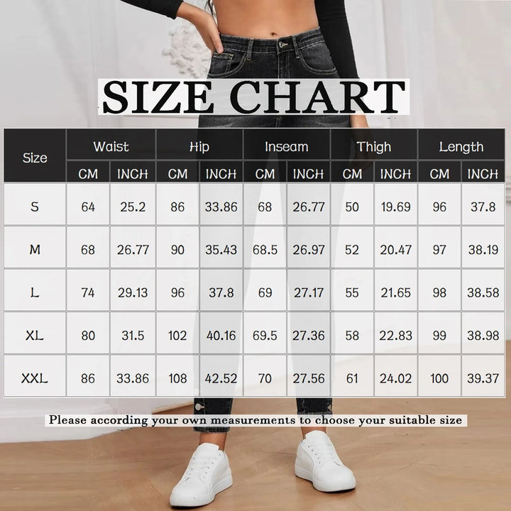 Fashion Trend Stretch Jeans for women High-Waisted Skinny Denim Pants Retro Washed distressed jeans Slim-fit denim trousers - Vogue Vista UK