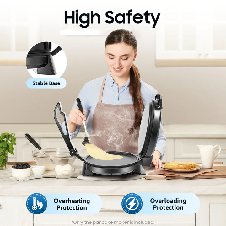 1200W Electric Chapati Maker Flat Bread Naan Tortilla Fulka Roti Press Machine, Non-stick Coating, Adjustable Thermostat - Vogue Vista UK