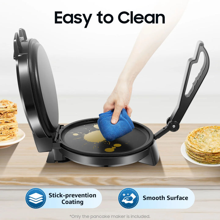 1200W Roti Maker Non-stick Coating Temperature Adjustable High Safety Compact & Lightweight Round Double-sided Heating - Vogue Vista UK