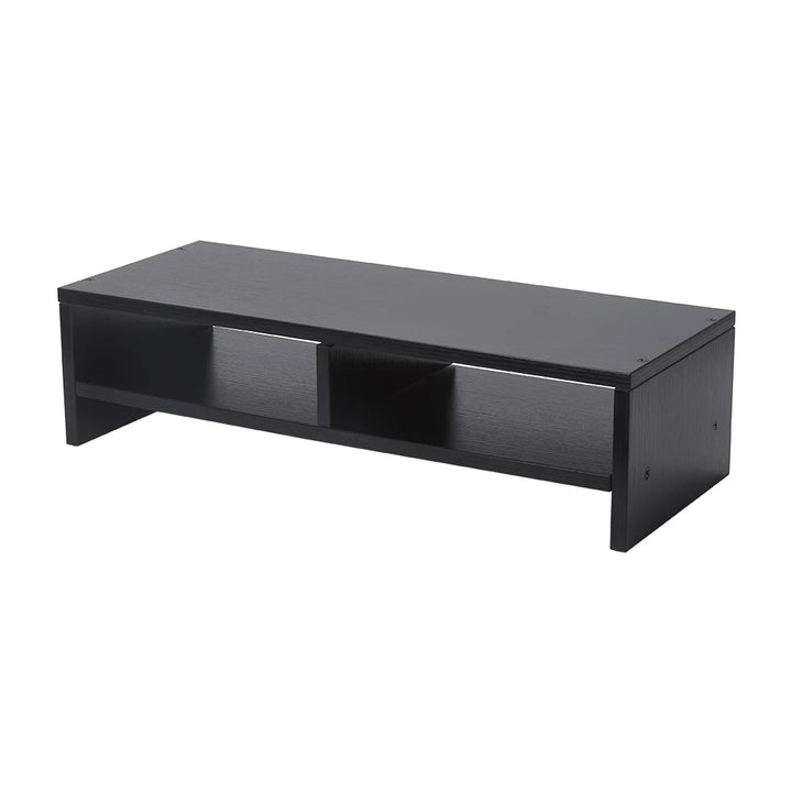 2-Tier Monitor Stand Riser with Shelf Wood Computer Stand Computer Printer Shelf for Laptop Printer PC - Vogue Vista UK