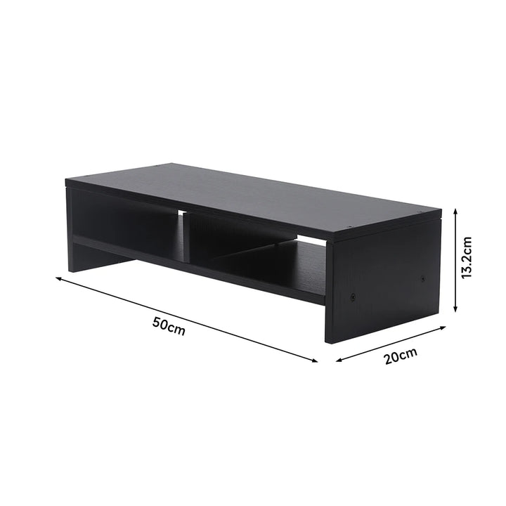 2-Tier Monitor Stand Riser with Shelf Wood Computer Stand Computer Printer Shelf for Laptop Printer PC - Vogue Vista UK