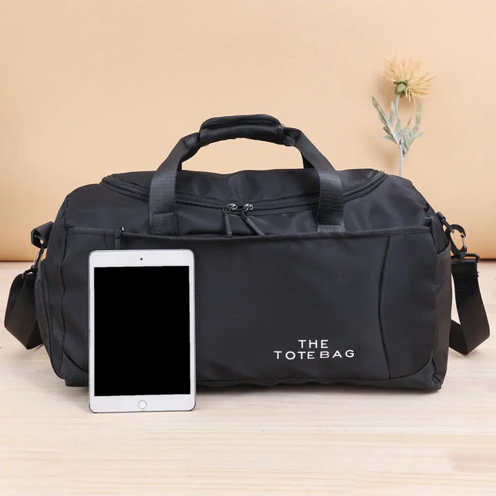 52x27x25cm Large black sport gym tote new duffle bag travel work gear bag - Vogue Vista UK