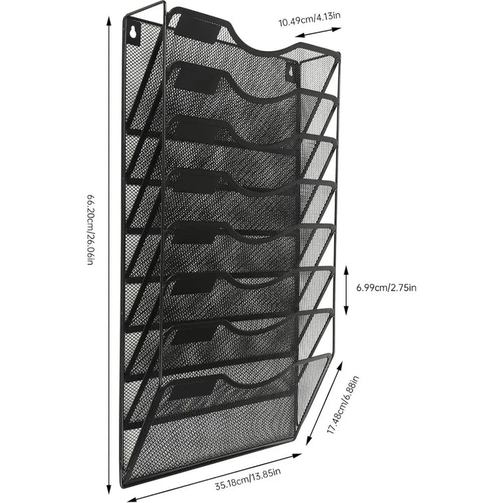 8 Tier Magazine Storage Rack A4 Wall Mounted Document Holder Wall File Holder Mail Organiser for School Office (Black) - Vogue Vista UK
