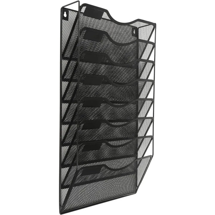 8 Tier Magazine Storage Rack A4 Wall Mounted Document Holder Wall File Holder Mail Organiser for School Office (Black) - Vogue Vista UK