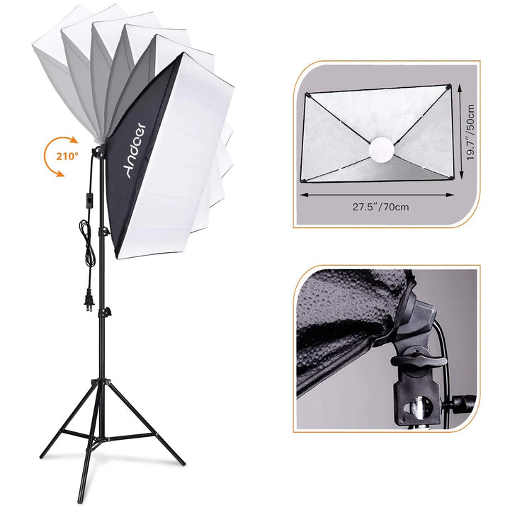 Andoer Studio Photography Light kit Softbox Lighting Set with 85W 2800K-5700K Bi-color for Studio Portrait Product Photo Video - Vogue Vista UK