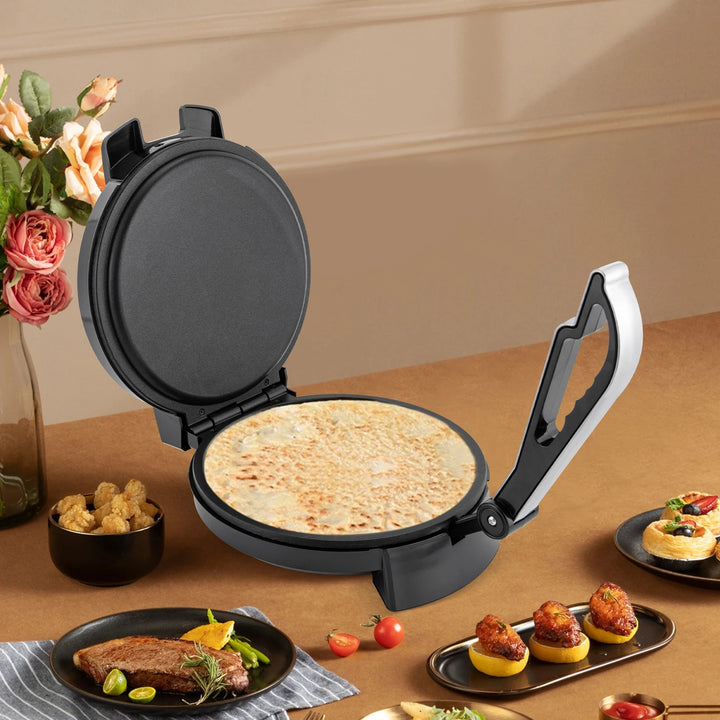 Electric Chapati Roti Maker 1200 W Electric Chapati Maker Naan Roti Press Machine Tortilla Maker for Pancakes - Vogue Vista UK