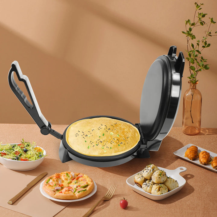 Electric Chapati Roti Maker 1200 W Electric Chapati Maker Naan Roti Press Machine Tortilla Maker for Pancakes - Vogue Vista UK